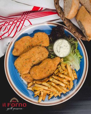 Pohovana piletina sa pomfritom 250 gr