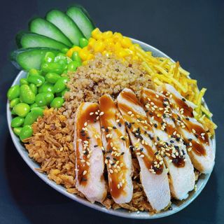 234H. Quinoa Blanca y Roja Con Pechuga De Pollo Teriyaki