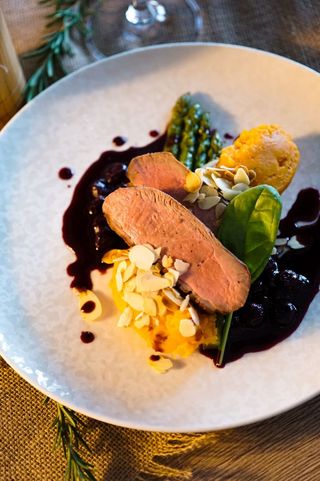 Piept de rata si sos Shiraz cu afine