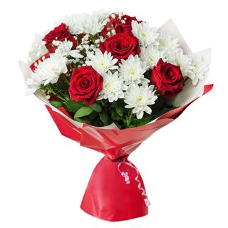 Buchet cu flori „Roșu și alb – poveste de suflet”