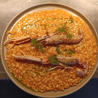 Risotto verde con calabaza asada a la leña