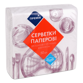 Серветки столові «Премія» білі (50шт/уп)