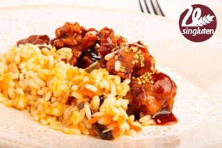 Pollo salsa Teriyaki arroz con verduras