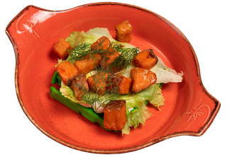 С жареной форелью на шпинатной вафле (300 г)