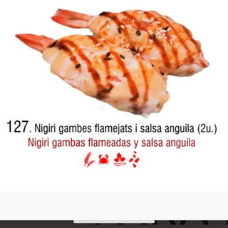 127. Gambas flameado salsa anquila