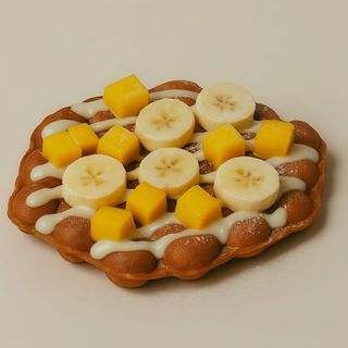 Waffle Ubud - banana, manga. topping de leite condensado e canela