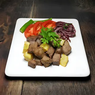 Chips + Goat's Meat + Sausages + Chapati + Soda