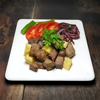 Chips + Goat's Meat + Sausages + Chapati + Soda