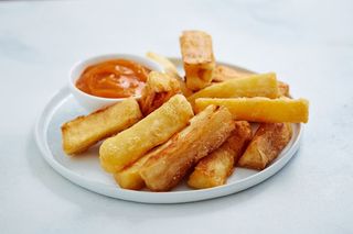 Fried cassava - tossed in chilll and lemon