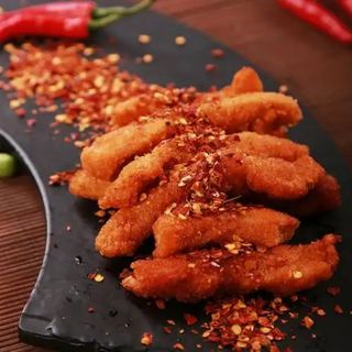 Tiras de pollo casera.picante 