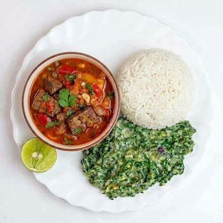 Liver Wet/Stew + Veg with White rice