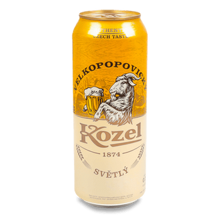 Пиво Velkopopovitsky Kozel 4% світле з/б (0,5л)