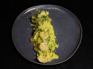 Тальятеле з креветками у вершковому соусі з Песто (295g)