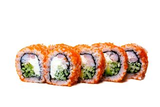 Рол Каліфорнія з креветкою та сиром  в тобіко