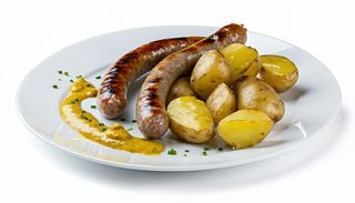 Carnati de casa cartofi parisienne & mustar