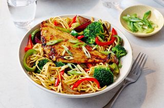 Veggie Stir Fry Pasta With Fish