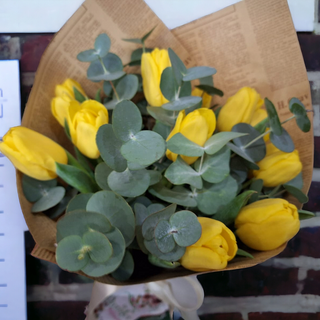 buchet 9 Lalele si Eucalipt