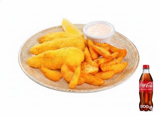 Хрупкави пилешки бонфиленца + Coca-cola