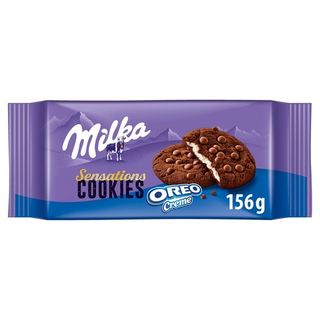 Milka Sensations Cookies Galletas Rellenas de Crema Oreo con Pepitas de Chocolate 156g
