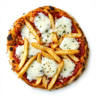 Pizza bianca würstel e patate fritte