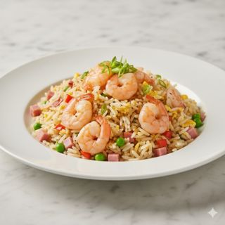 Arroz salteado con gambas