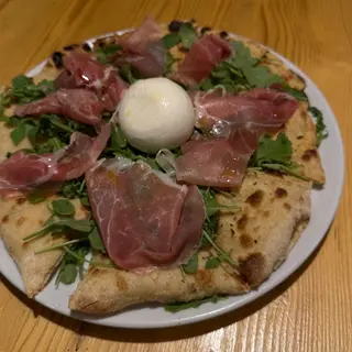 Focaccia Crudo, Burrata & Rucola