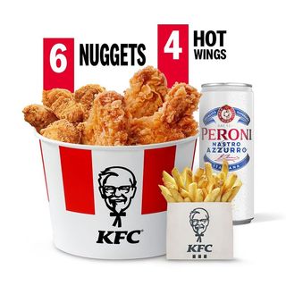 Menu Peroni Nastro Azzurro Bucket 6 Nuggets + 4 Hot Wings
