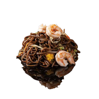 125. Yaki soba con gamberi e verdure