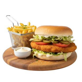 Бургер с пилешки шницел 400г