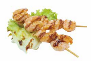 Spiedini di gamberi alla griglia