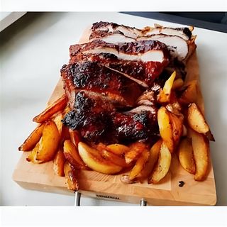 Pork BBQ spare  rib(served with potatoes wedges /fries vegetables )