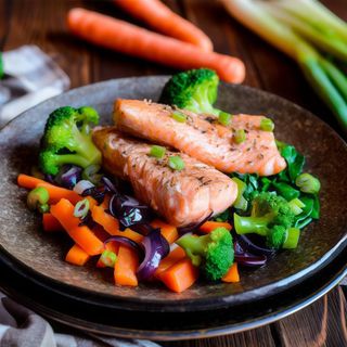 Salmón al grill con verduras