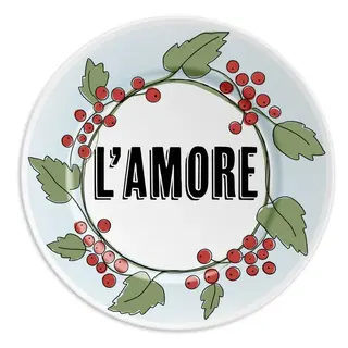 L'AMORE - Piatto in porcellana con scritta 16 cm