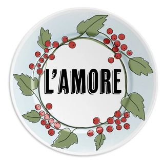 L'AMORE - Piatto in porcellana con scritta 16 cm