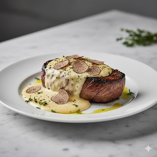 Filetto con fonduta di pecorino e tartufo