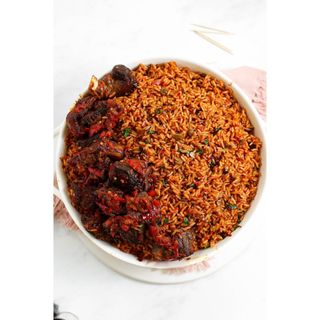 Native Jollof Rice With Pepper Sauce Fish