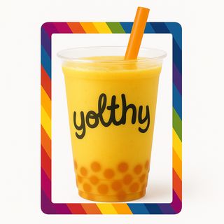 Bubble Milk con sirope de Mango + Bubbles de melocotón 