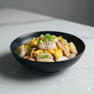 86 - Gnocchi di riso con maiale e uova 猪肉年糕