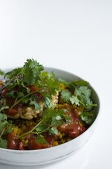 Cutlet with bulgur and tomato salsa