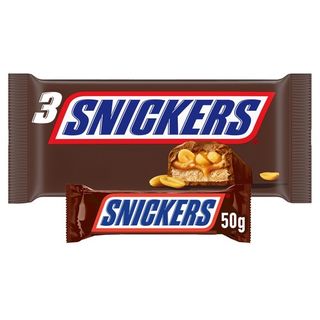 Snickers Barritas de chocolate con leche, caramelo y cacahuete 3 u x 50 g