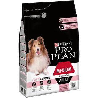 Hrana caini Pro Plan Medium Adult, Piele Sensibila, Somon, 3kg