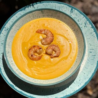 Сирний крем суп з креветкою