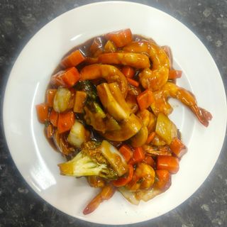 Gambas Con Salsa De Ostras