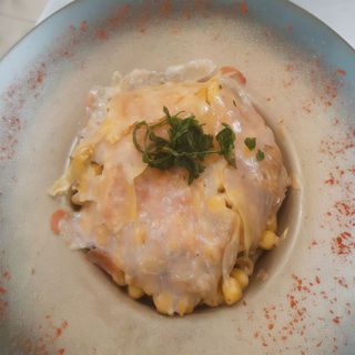 Garbanzos fritos con boletus y foie