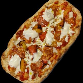 15-Pinsa Mozzar, pomodoro, salame piccante, peperoni grigliati, stracchino