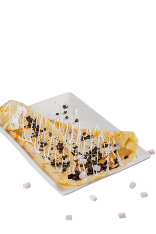 Crepe 19: Chocolate blanco, crujiente de chocolate, nocciola y nubes