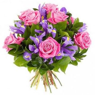 Buchet irisi si trandafiri