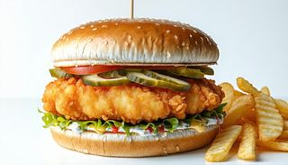 Kids chicken burger and fries