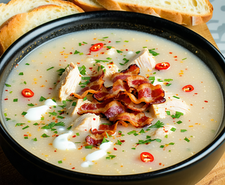 Zupa piwna z boczkiem i kurczakiem na ostro