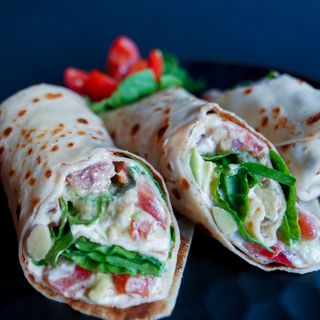 27.Clătită cu humus picant, avocado, roșii, baby spanac